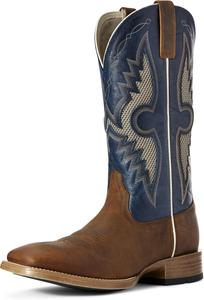 Мужские сапоги Ariat Heritage Roughstock Western с квадратным носком из кожи, Sorrel Crunch/Cowboy Blue