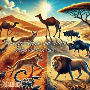 Tiere der Steppe und Wüste... Jetzt wird es wild: Alltagsflucht in Farbe: Ein Malbuch für Entspannung, Achtsamkeit und kreative Auszeiten für Erwachsene, Jugendliche und Kinder (German Edition) (Independently published)