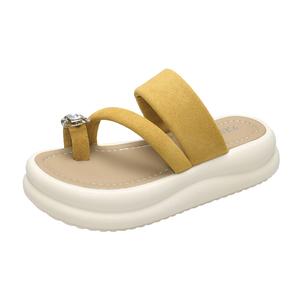 KLAOSD Женские слайдеры с резиновой подошвой, стразами, устойчивые к запахам, скольжению и истиранию, желтые, цвет Yellow