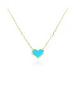 Ожерелье с одним бирюзовым сердцем, 14-каратное золото The Lovery, turquoise