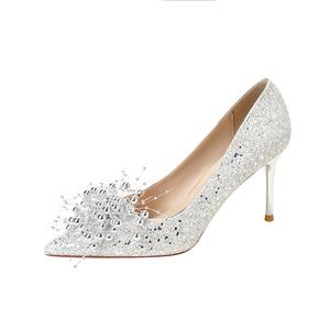 HKCP Женские туфли на высоком каблуке белые серебристые, ртутные, шампань, цвет Mercury