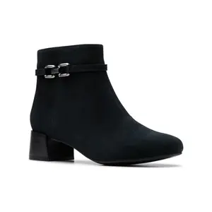 Женские ботильоны Iridessa Air на танкетке с удобными застежками Clarks, цвет black suede
