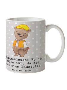 Кружка для инженера-строителя Вилле с надписью в пастельно-серых тонах Mr. & Mrs. Panda