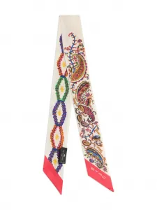 Шелковый шарф с цветочным узором пейсли Etro, нейтральный