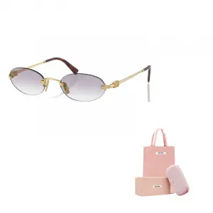MIU MIU Солнцезащитные очки с круглой оправой, Gold