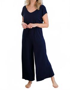 Киова V-образный вырез бамбуковый комбинезон в темно-синем Yala