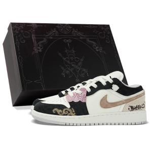 Кроссовки для скейтбординга Air 1 женские низкие черный/белый Jordan