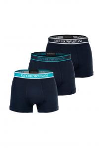 Комплект из 3 трусов-боксеров - шорты с логотипом на резинке из эластичного хлопка Emporio Armani, синий