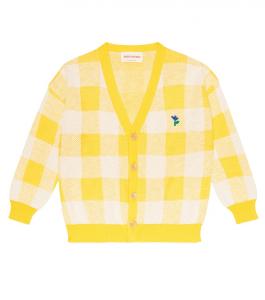 Хлопковый кардиган в клетку Bobo Choses, белый