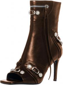 Женские ботильоны FSJ с открытым носком, заклепками и ремешком с кисточками, шпилька, модная боковая молния, короткие ботинки до щиколотки, для вечеринок и танцев, размеры 4-16 US, Brown