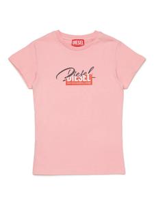 Diesel Kids футболка с логотипом и эффектом потертости, розовый