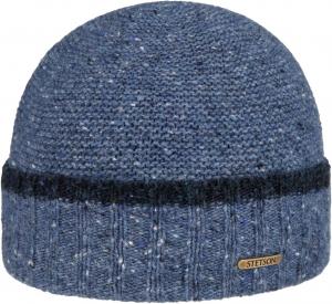 Шерстяная вязаная шапка Stetson Donegal Beanie из меланжевой разноцветной полоски, сделано в Италии, мужская, осень-зима, Blue