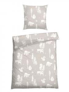 Schiesser Изящный фланелевый комплект постельного белья "Скандинавский" серо-белого цвета
