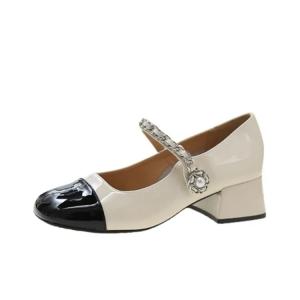 Туфли Chunky Heel Mary Jane Shoes Women's Gift Box Set Dawei's house, Ecru
