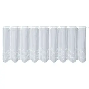 Герстерская панельная штора «ШПАГЕТ», (1 шт.), высококачественная вуаль с вышивкой цветочных усиков Gerster, белый