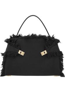 Большая сумка через плечо Hug с бахромой Ferragamo, черный
