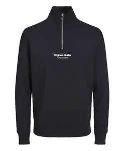 Толстовка с половинной молнией и надписью Jack & Jones, черный