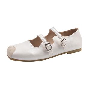 WUJI Туфли Мэри Джейн на массивном каблуке 1,5 см женские экрю, цвет Ecru