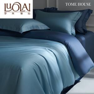 LUOLAI HOME Комплект постельного белья 4 предмета, размер 150-180 см, простыня, пододеяльник 200х230 см, наволочки 48х74 см, цвет небесно-голубой