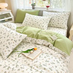 Antarctic Комплект постельного белья из 4 предметов (простыня на резинке 180 см, пододеяльник 210х230 см), гребенной хлопок, цвет Green Hope