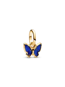 Миниатюрная подвеска Голубая бабочка Pandora, 14-каратное золотое покрытие