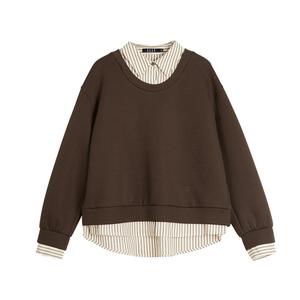 ELLE Свитшот женский Coffee Lapel Moderate Mock Two Piece