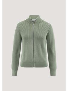 Вязаный кардиган Hessnatur Regular из чистого органического хлопка матового зеленого цвета