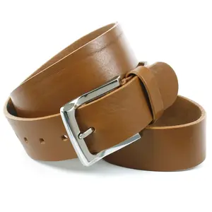 Кожаный ремень Anthoni Crown, джинсовый цельнокожаный ремень, с элегантной блестящей пряжкой, коричневый