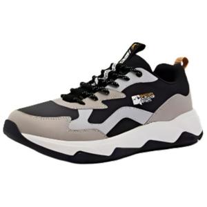 Амортизирующие износостойкие низкие кроссовки для бега мужские черные QIAODAN, черный/пемза