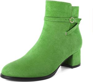 Женские ботильоны Zamikoo с массивным каблуком, круглым носком, боковой молнией и ремешком, стильные модельные ботинки, каблук 5 см, Olive Green