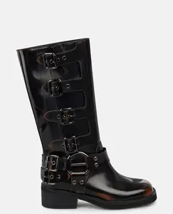 Женские байкерские ботинки с пряжками, широким каблуком без застежки Alma en Pena, темно-коричневый