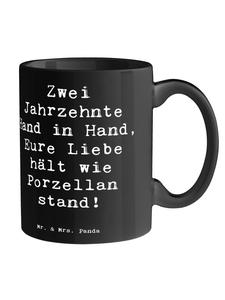 Кружка на 20-ю годовщину свадьбы, фарфоровая, с надписью Свадьба со Сп..., черного цвета Mr. & Mrs. Panda