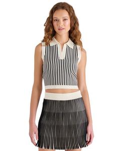 Женский полосатый свитер без рукавов Amery с воротником Steve Madden, Black/White