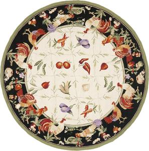 SAFAVIEH, 244 x 244 см, Круглый ковер Chelsea Collection Ivory / Black HK94A ручной работы в стиле французского кантри из шерсти