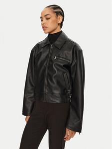 Куртка из искусственной кожи, свободного кроя Gina Tricot, черный
