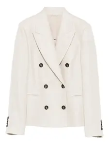 Пиджак из ткани “елочка” на пуговицах Brunello Cucinelli, нейтральный