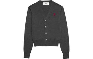 Кардиган с V-образным вырезом и вышитым логотипом Paris Ami De Coeur AMIPARIS, серый