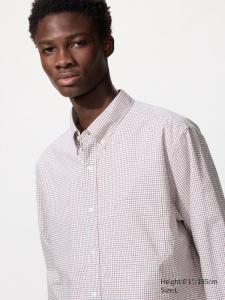 Рубашка regular fit из поплина, button-down (клетка) Uniqlo, 16 red