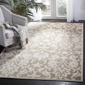 Ковер SAFAVIEH, 153 x 153 см, коллекции Amherst — цвет Wheat & Beige, геометрический дамасский узор, не линяет и прост в уходе, идеален для помещений с высокой проходимостью: гостиная, спальня, столовая (AMT424S-5SQ)