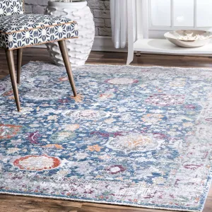 Ковер Vintage Kali Floral Fringe Area Rug nuLOOM, 160x231 см, синий