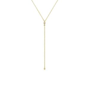 Женское тонкое цепочное ожерелье-лариат с фианитами и опалами из 14-каратного золота с вермелем Eklexic, 14K Gold Vermeil