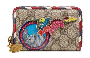 GUCCI Холщовый кошелек с кожаным отделением для монет унисекс черный разноцветный