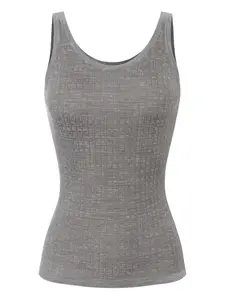 Топ с жаккардовым микро-логотипом Elisabetta Franchi, серый