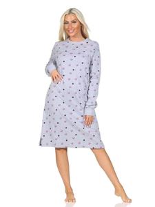Ночная рубашка NORMANN Langarm Kuschel Interlock Langarm Sterne Optik, цвет grau-mel.