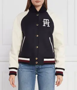 Бомбер женский Tommy Hilfiger шерстяной с монограммой, синий