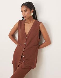 Удлиненный фактурный жилет Nobody's Child, коричневый цвет