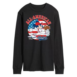 Мужская бейсбольная футболка с длинными рукавами и рисунком Disney's Mickey Mouse Americana Licensed Character