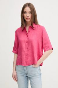 Льняная рубашка United Colors Of Benetton, розовый