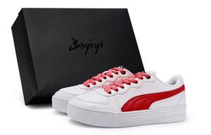 Пума Женские непромокаемые легкие низкие кеды для скейтбординга белые красные