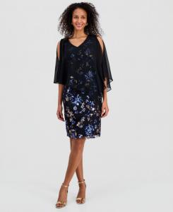 Женское платье из шифона с пайетками SL Fashions, BLUE BLACK